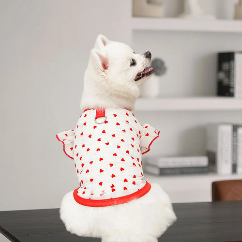 Adorable Puppy Tank Top with Polka Dot Pattern and Ruffles
