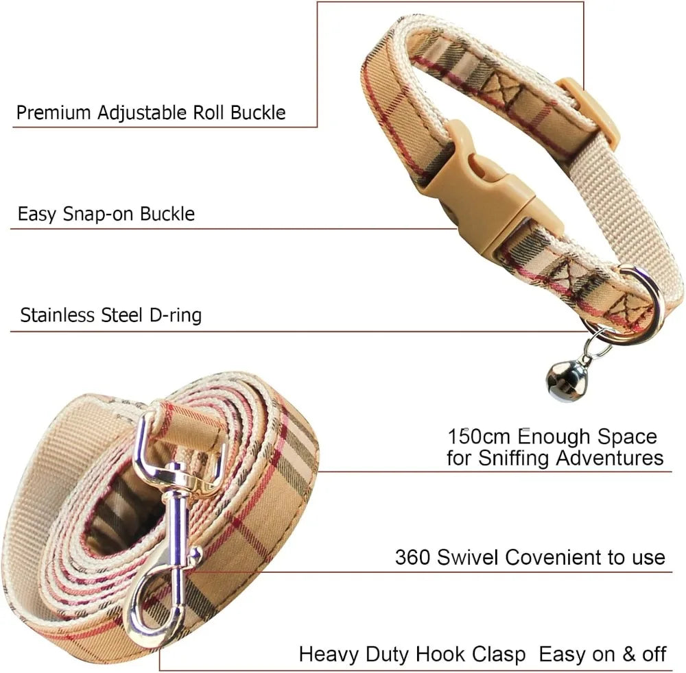 Adjustable No Pull Dog Collar Harness Leash Set