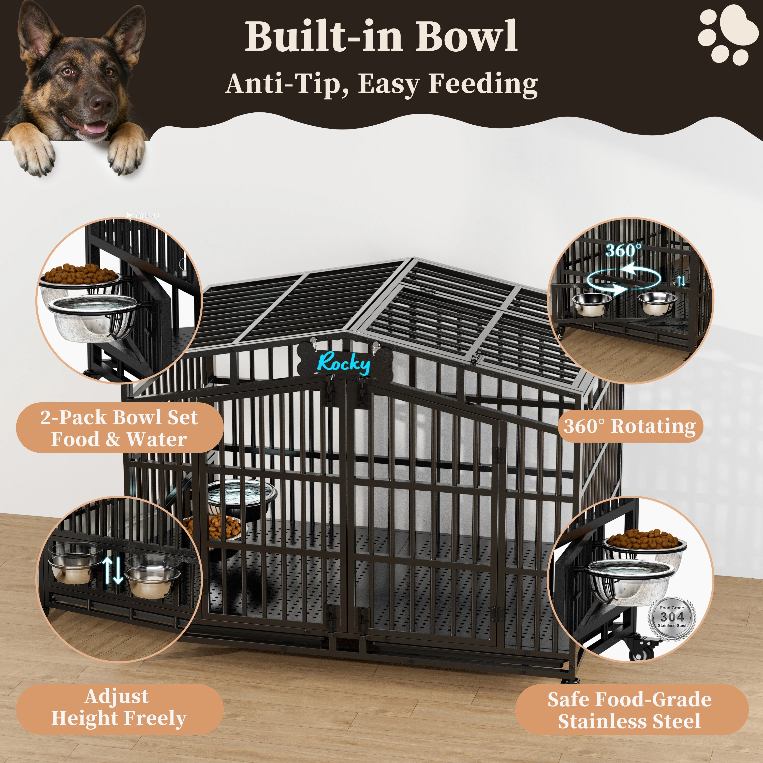EasyCom 41"/48" Heavy Duty Extra Large  Dog Crate