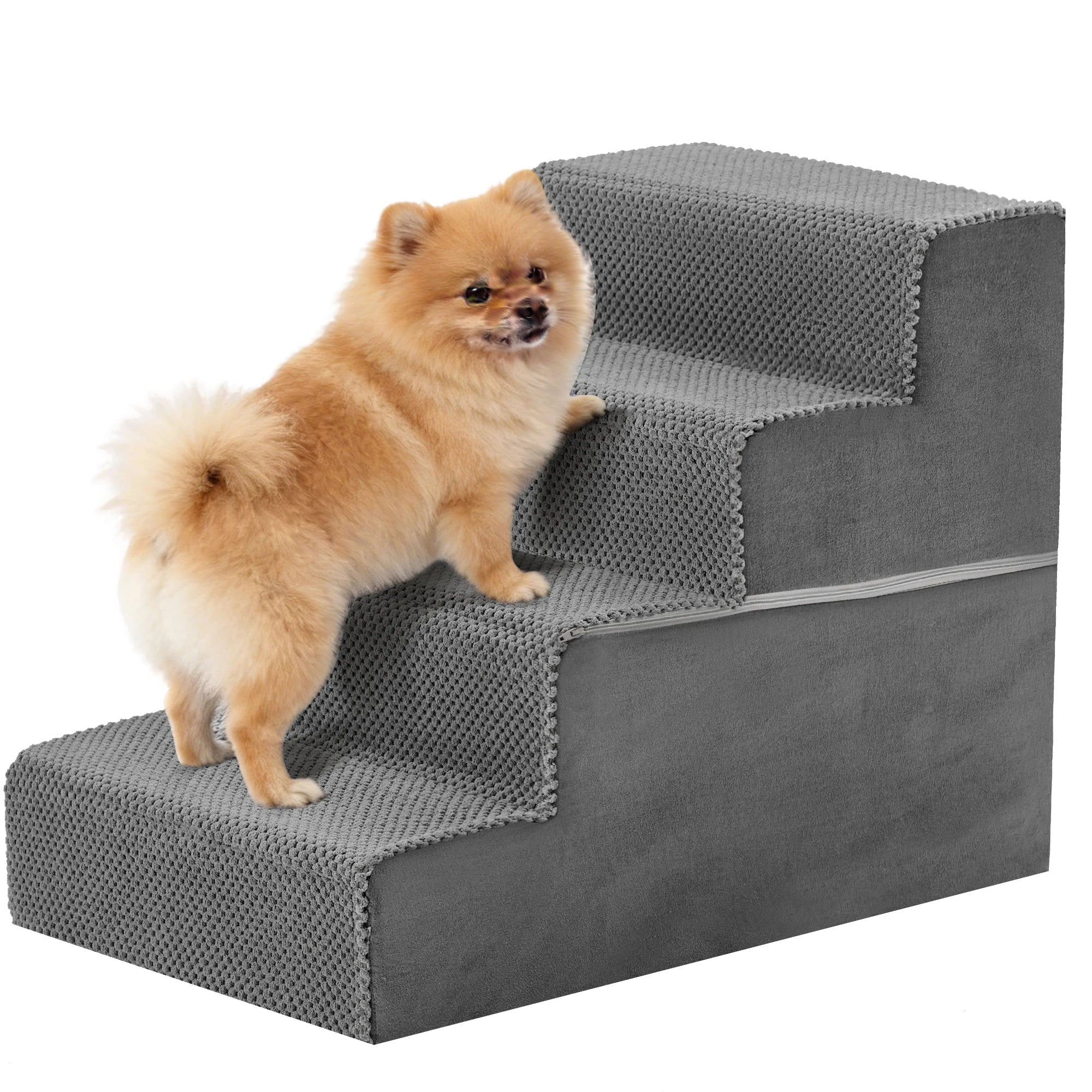 JHK 3-5 Step Right Angled Foam Dog Stairs Ramp