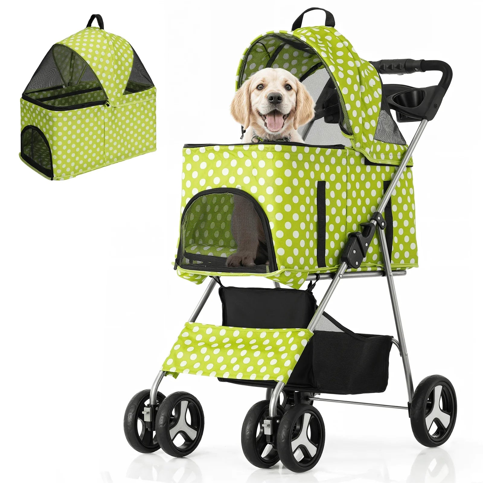 3-in-1 Dog Stroller Foldable Detachable Carrier,