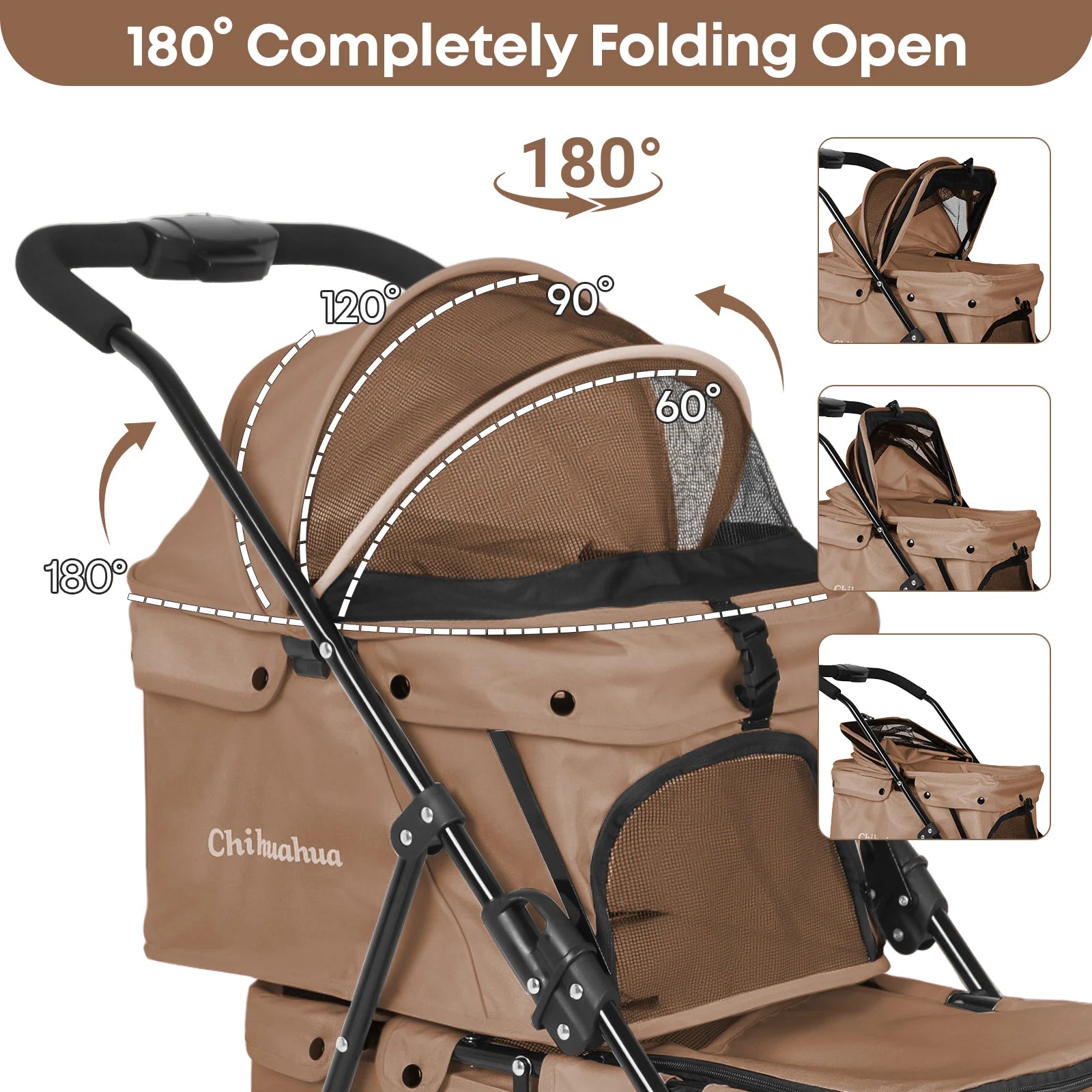 Double Pet Stroller with Detachable Carriers