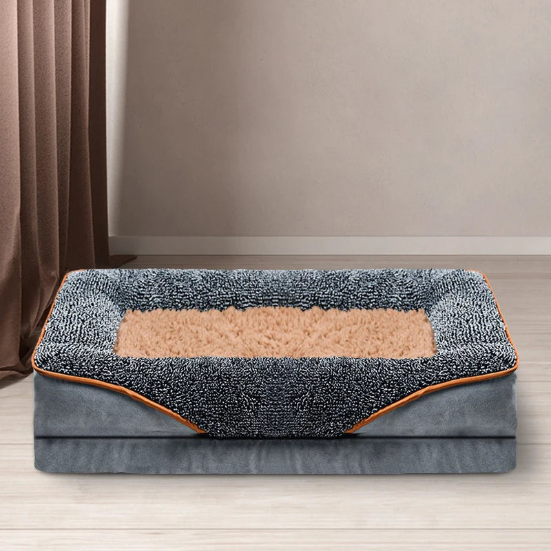 An oversized dog bed, removable  pads and washable
