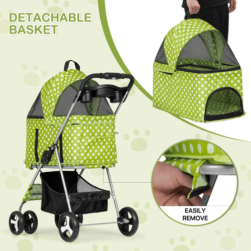 3-in-1 Dog Stroller Foldable Detachable Carrier,