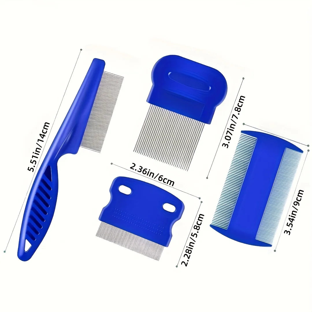 Pack of 4  Stainless Steel Dog Cat Grooming Combs