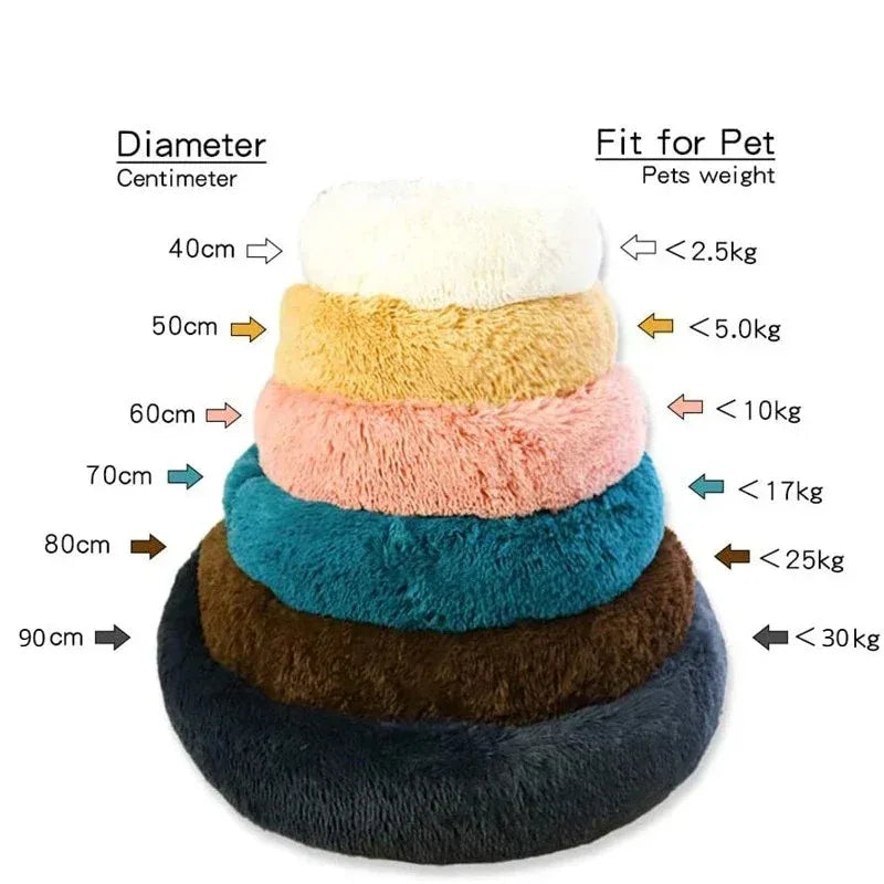 Round Dog Bed with Plush Basket