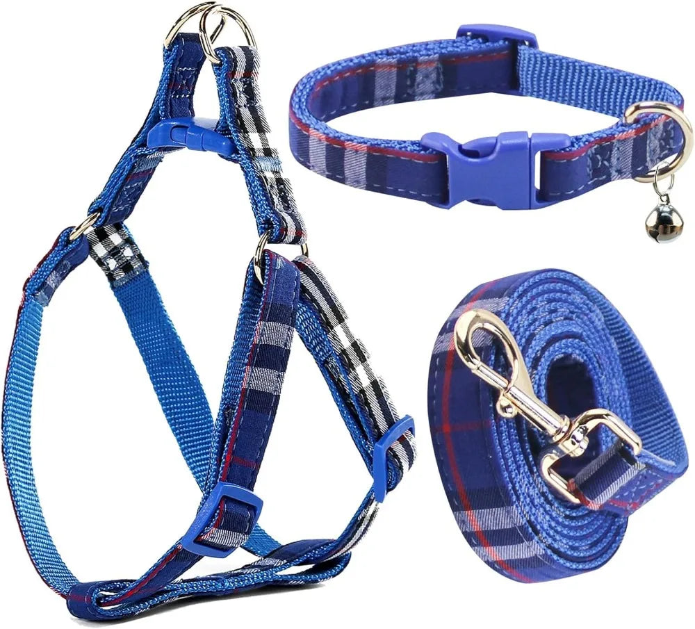 Adjustable No Pull Dog Collar Harness Leash Set