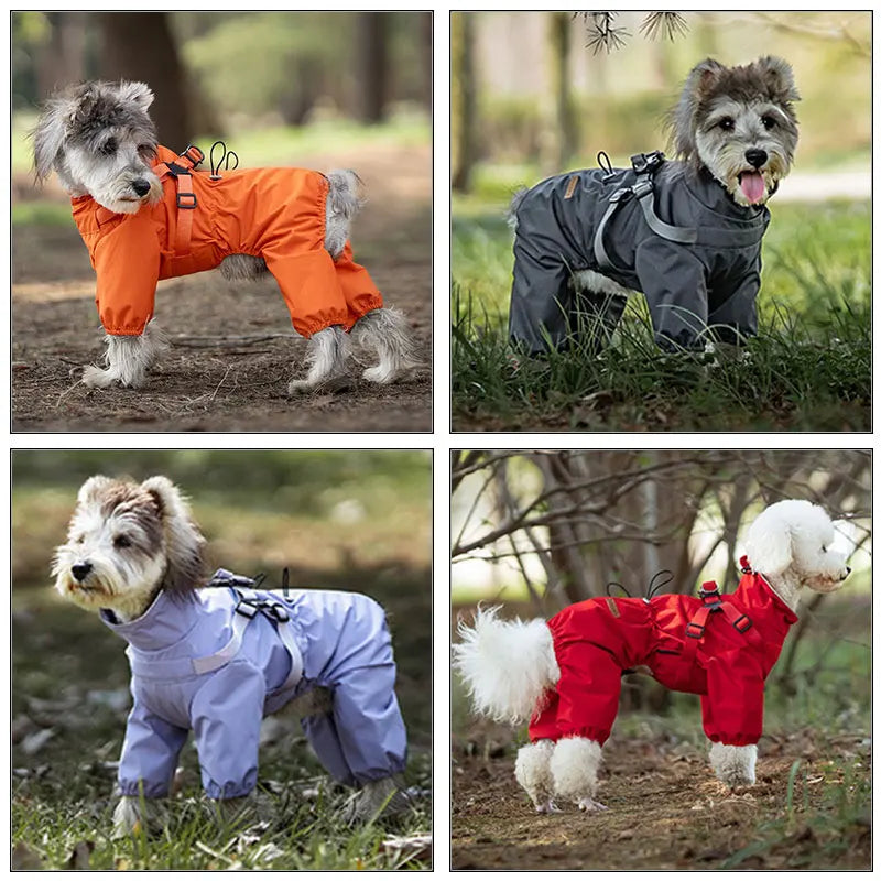 Dog Raincoat With Harness, Waterproof Jacket, Adjustable and Reflective
