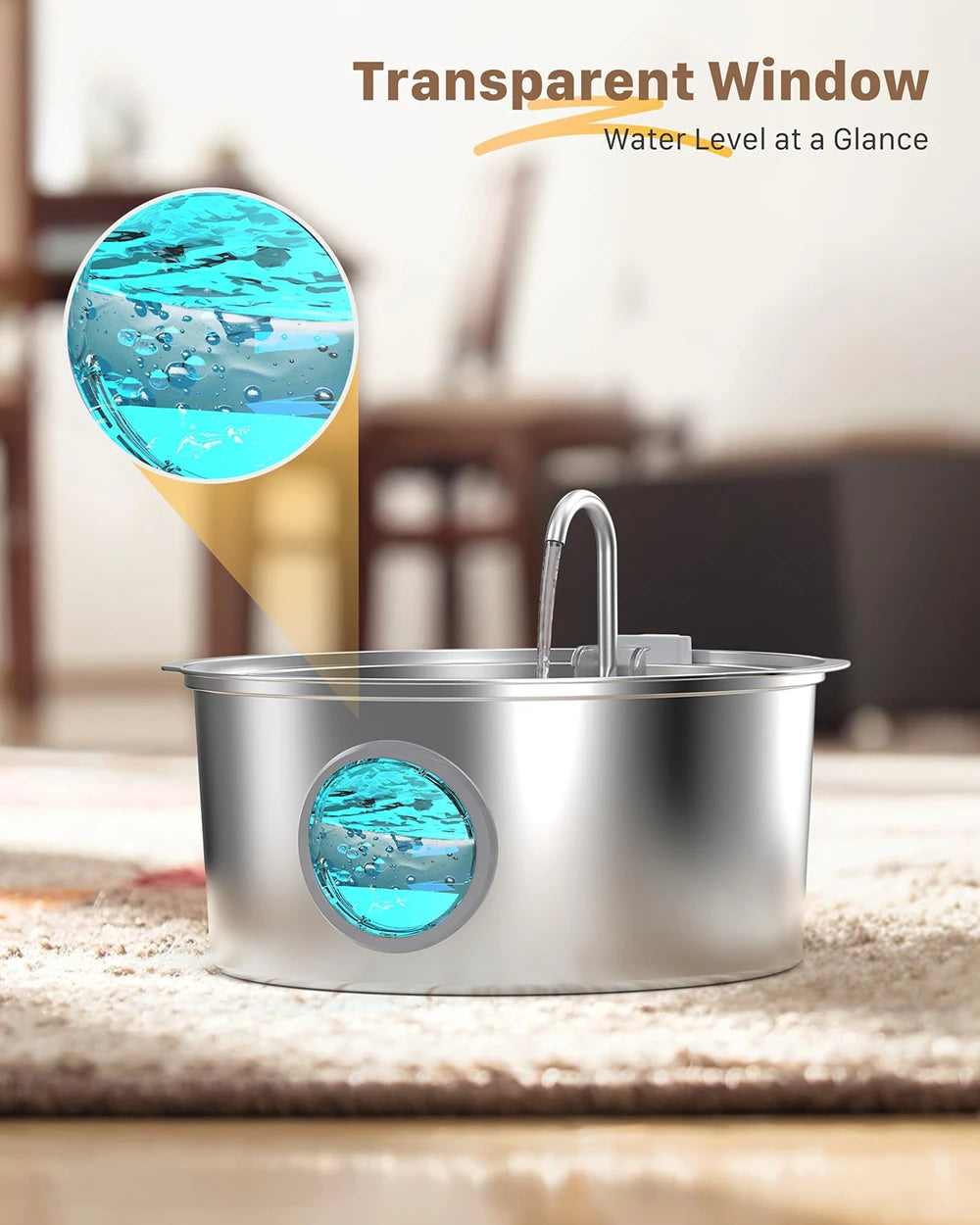 7L/236oz Large Capacity Pet Water Fountain 304 Stainless Steel