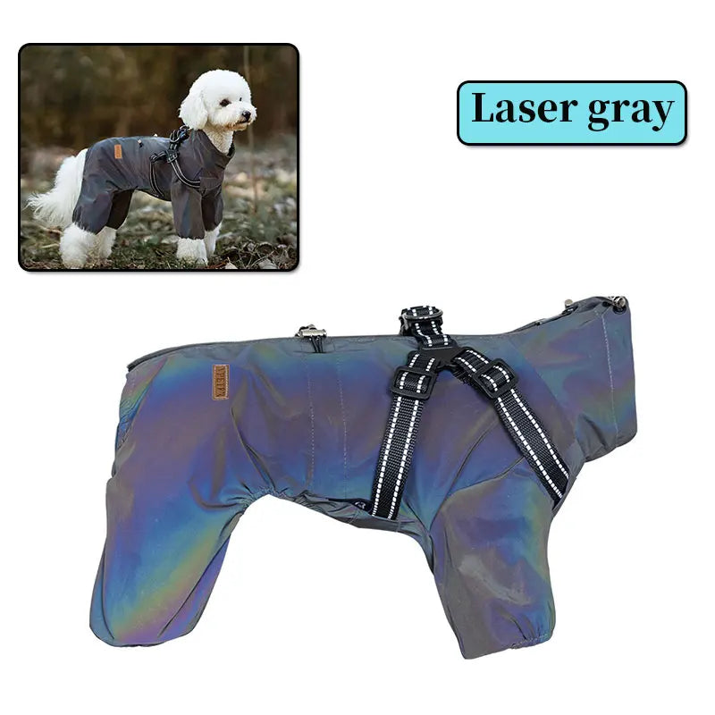 Dog Raincoat With Harness, Waterproof Jacket, Adjustable and Reflective
