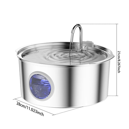7L/236oz Large Capacity Pet Water Fountain 304 Stainless Steel