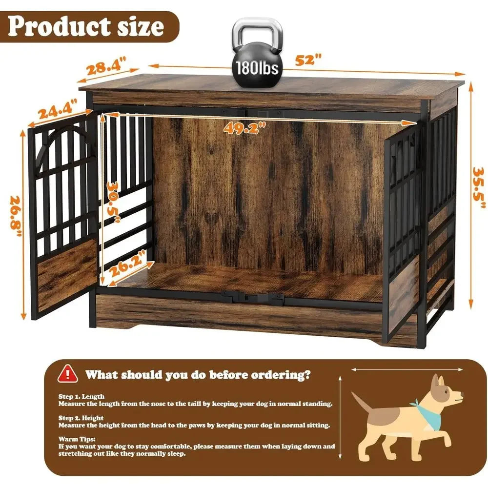 52 Heavy Duty  Extra Large Dog Crate, Cognac Brown