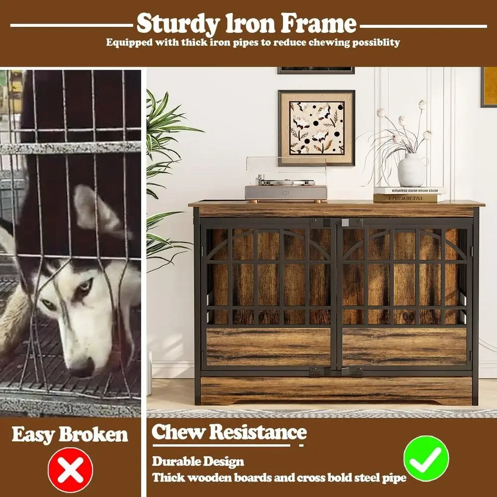 52 Heavy Duty  Extra Large Dog Crate, Cognac Brown