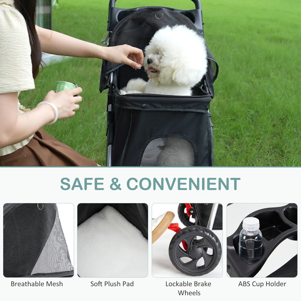 JHK 3 Wheels Foldable Pet Stroller for Small Dogs and Cats