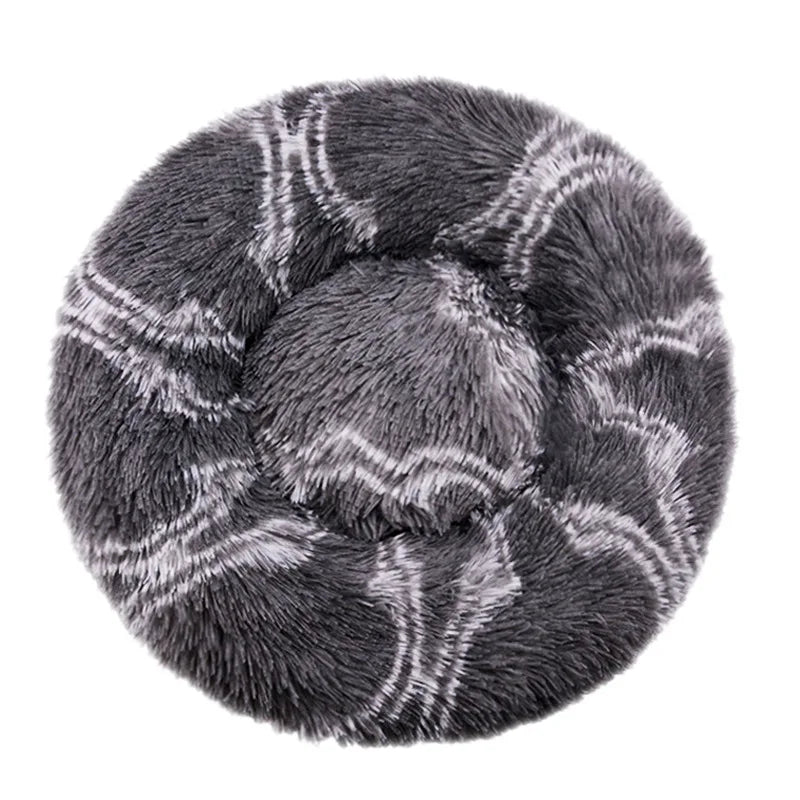 Round Dog Bed with Plush Basket