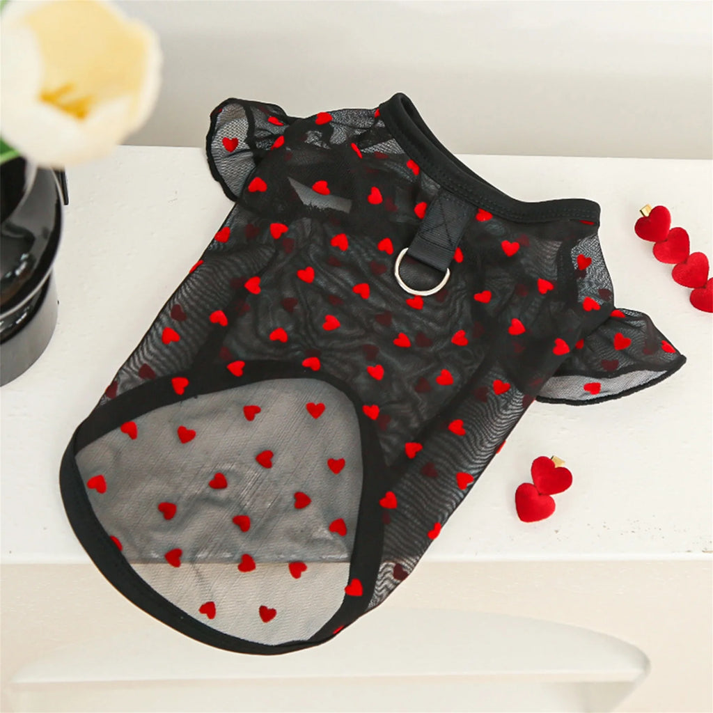 Adorable Puppy Tank Top with Polka Dot Pattern and Ruffles