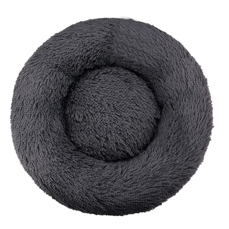 Round Dog Bed with Plush Basket