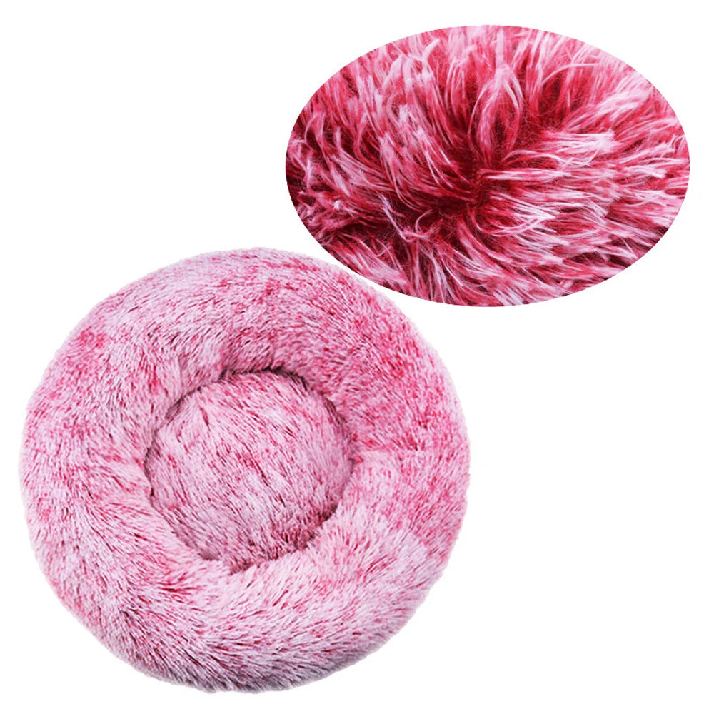 Round Dog Bed with Plush Basket