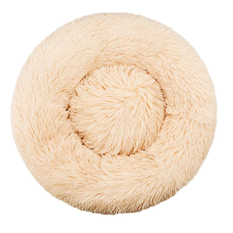 Round Dog Bed with Plush Basket