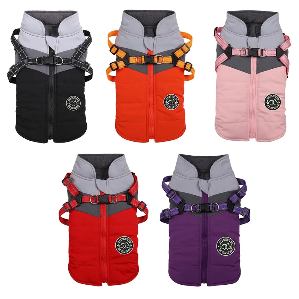 Warm Waterproof Winter Dog Harness Jacket Vest