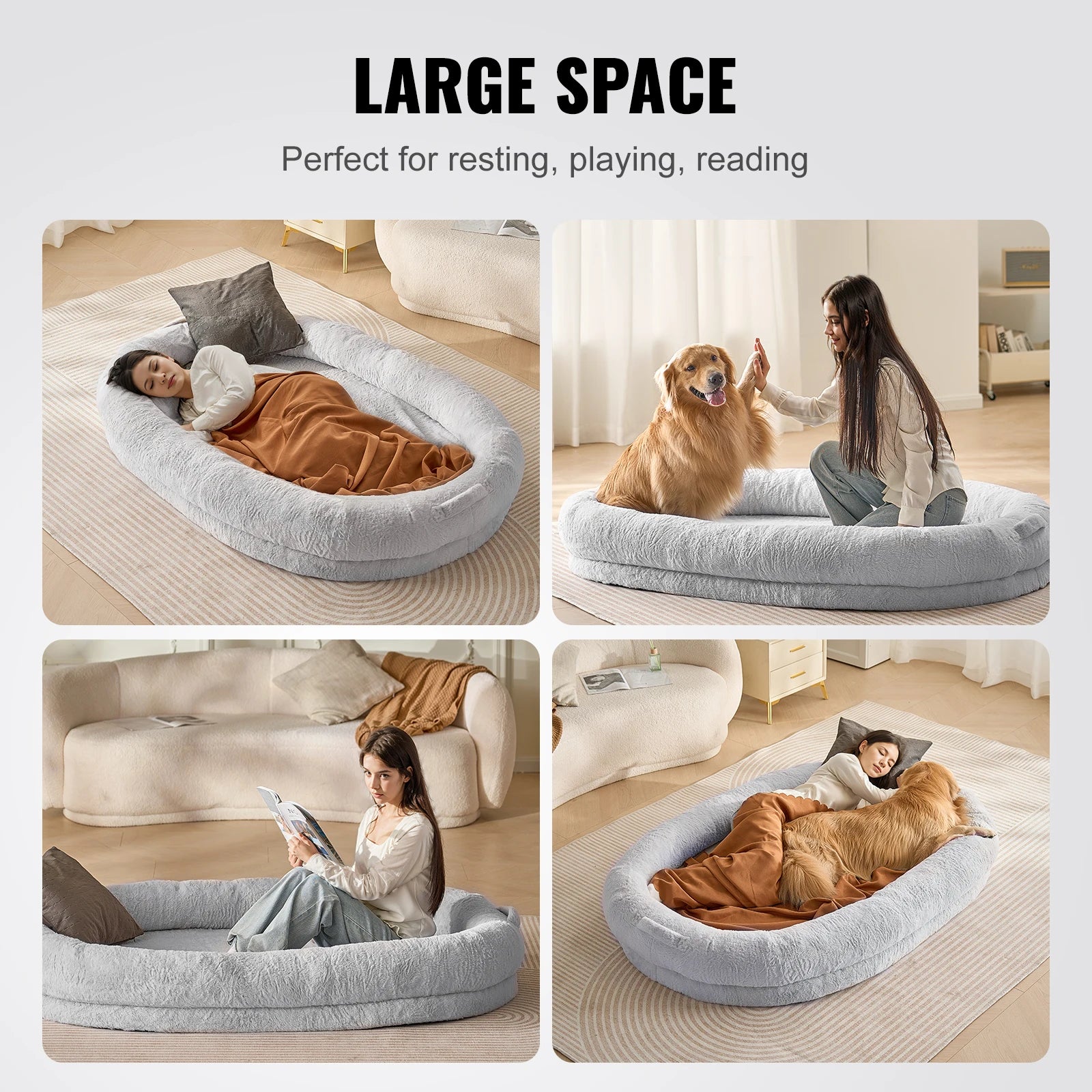 SucceBuy Human Dog Bed for Adult Human Size Dog