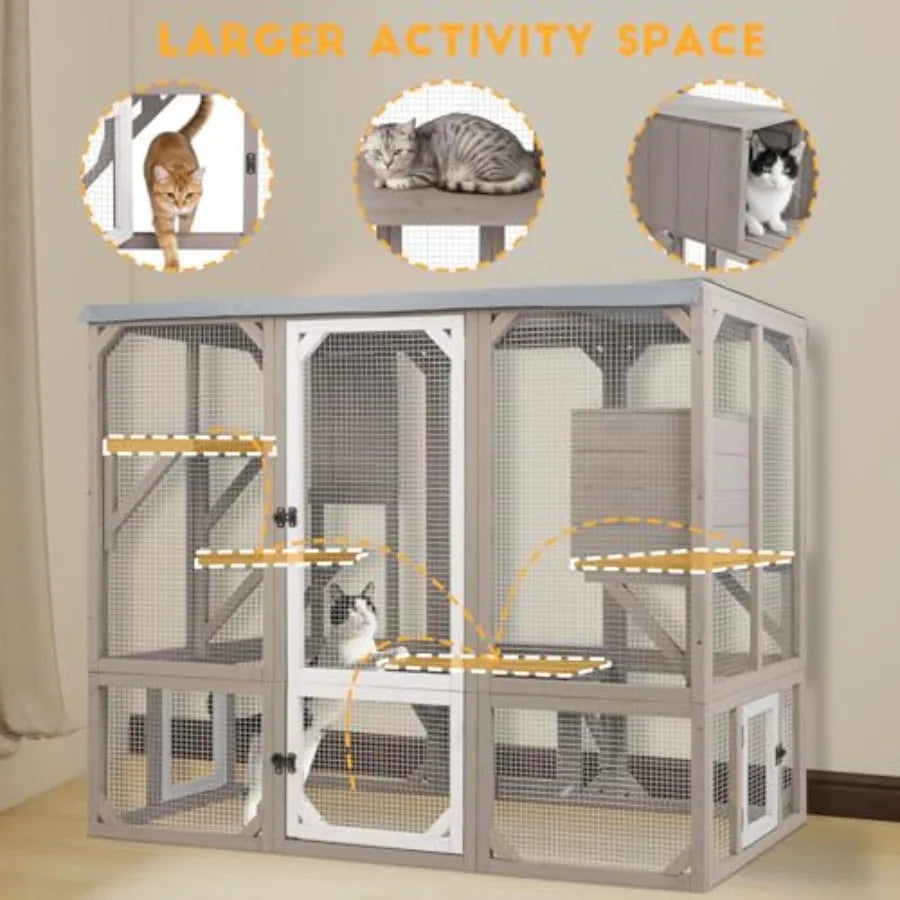 Outdoor Cat Enclosure, Wooden Cat Catio