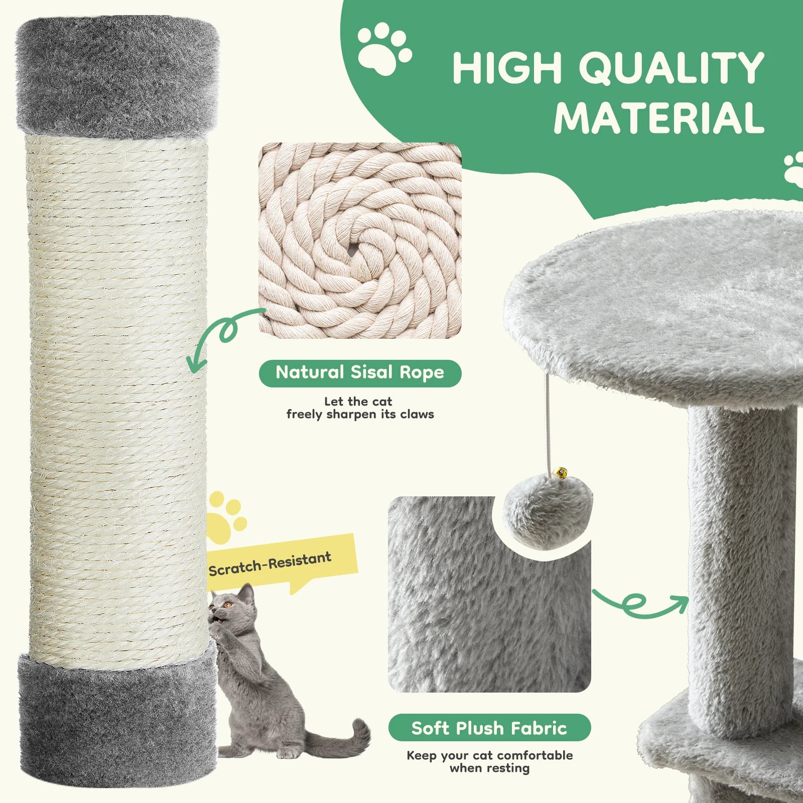 JHK 44In Cat Tree Tall Multi-Cat Climbing Tower