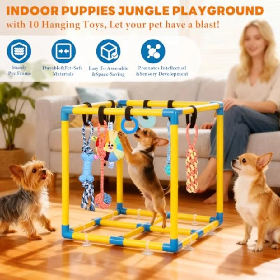 Puppy Play Gym for Small Dogs with 10 Hanging Toys