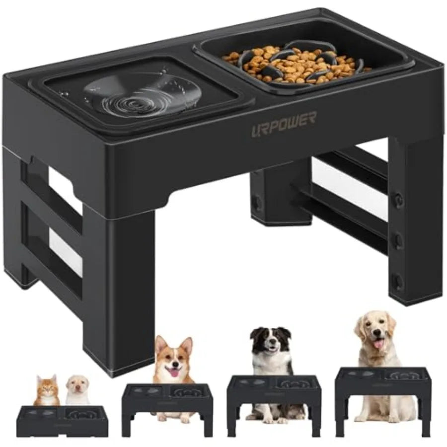 2-in-1 Elevated Dog dish with Height-Adjustable