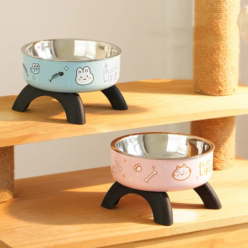 Non-slip elevated Pet food bowl with stand,