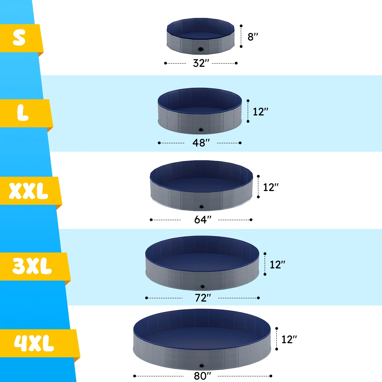 Portable Dog Pool, Foldable Pet Swimming Tub,