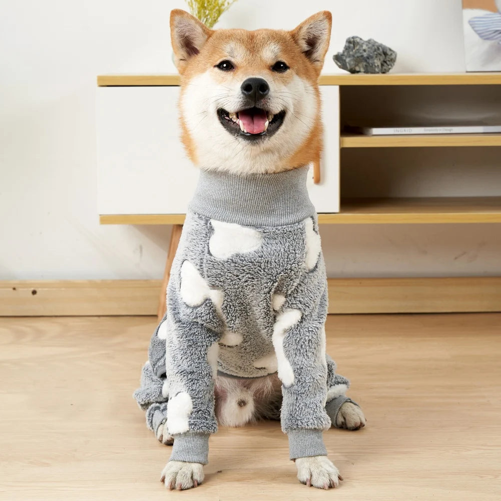 Winter Pet Dog Fleece Pajama Jumpsuit