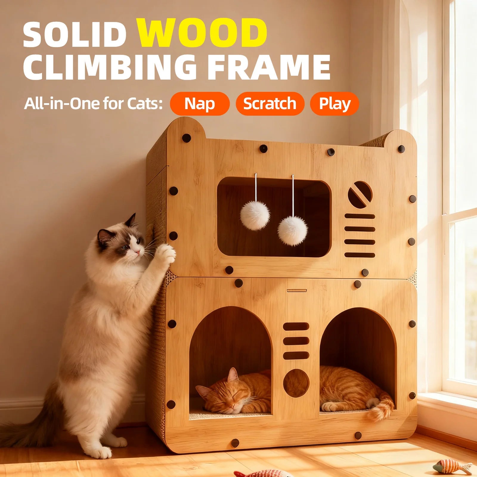 Spacious Cat House for Indoor & Outdoor Use -