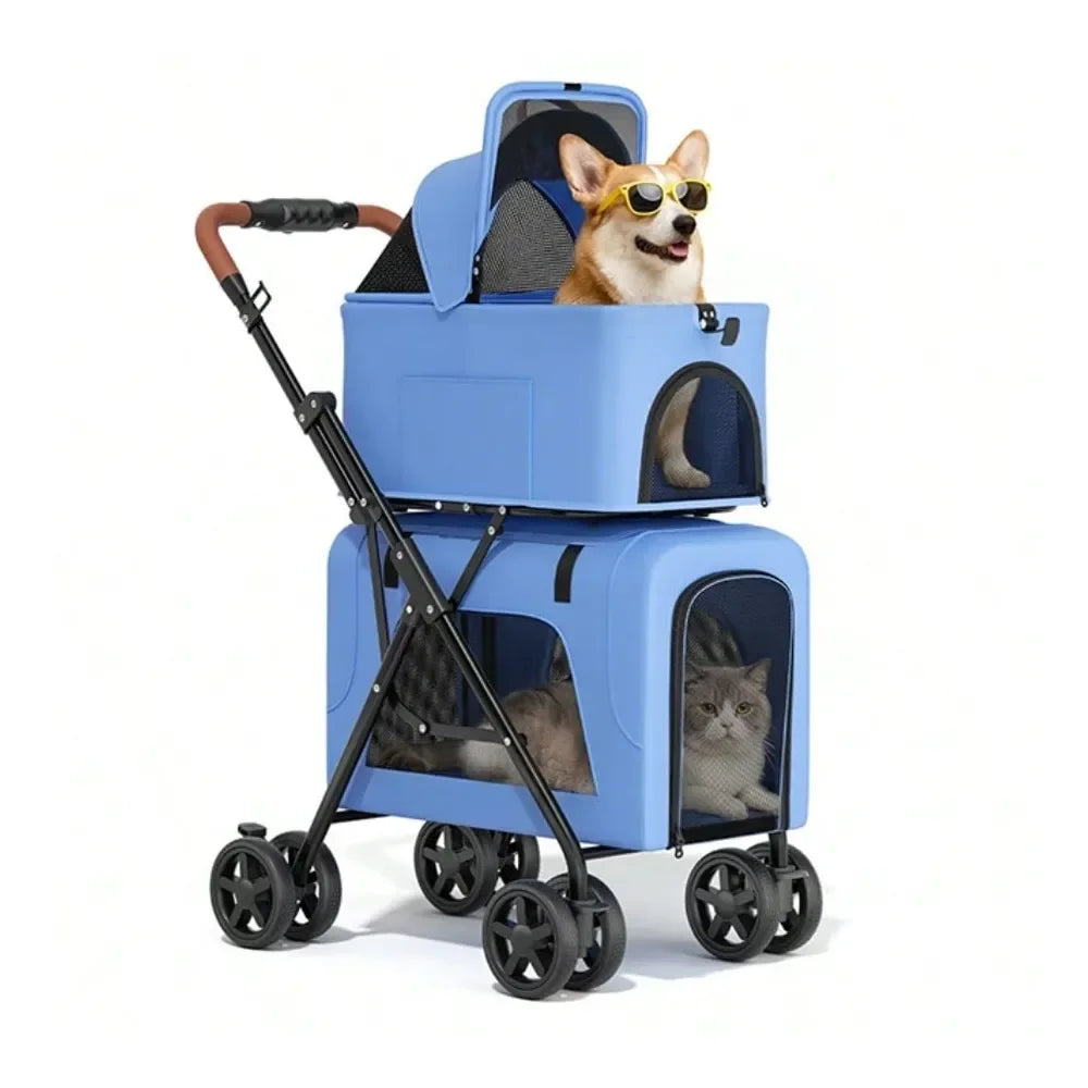 Foldable Double Pet Stroller