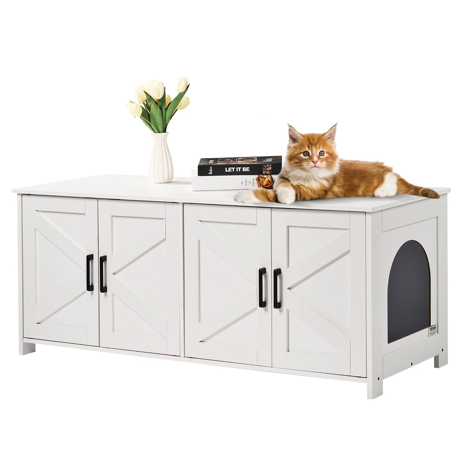 SucceBuy Cat Litter Box Enclosure for 2 Cats