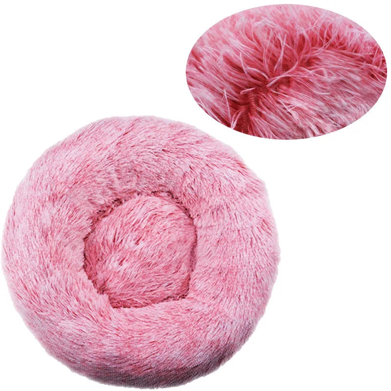 Round Dog Bed with Plush Basket