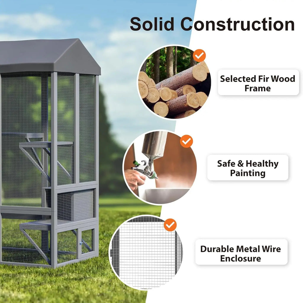 72" Large Catio Outdoor Cat Enclosure, Walk-in Cat Cage