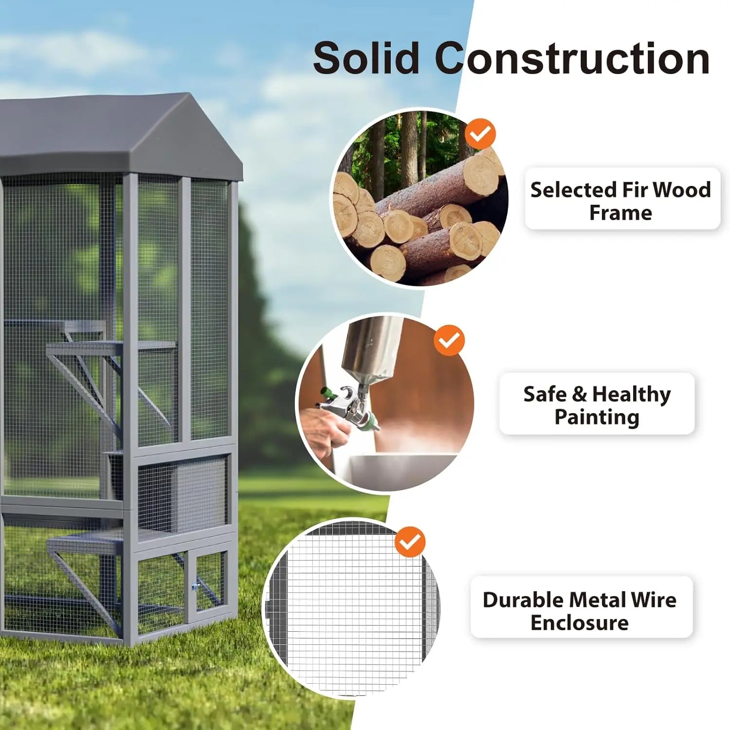 72" Large Catio Outdoor Cat Enclosure, Walk-in Cat Cage
