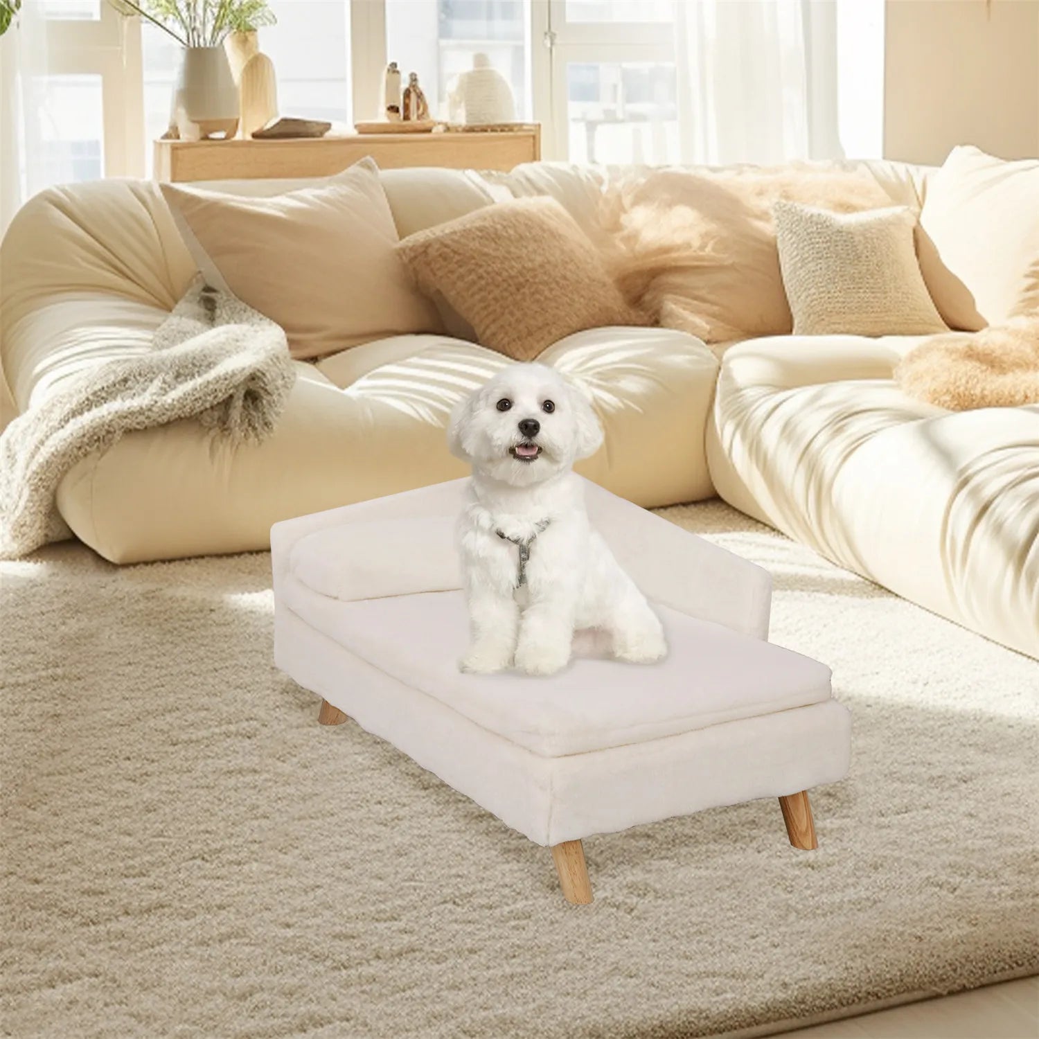 Nordic Elevated Pet Stool Bed, with Cozy Pad Waterproof Bed