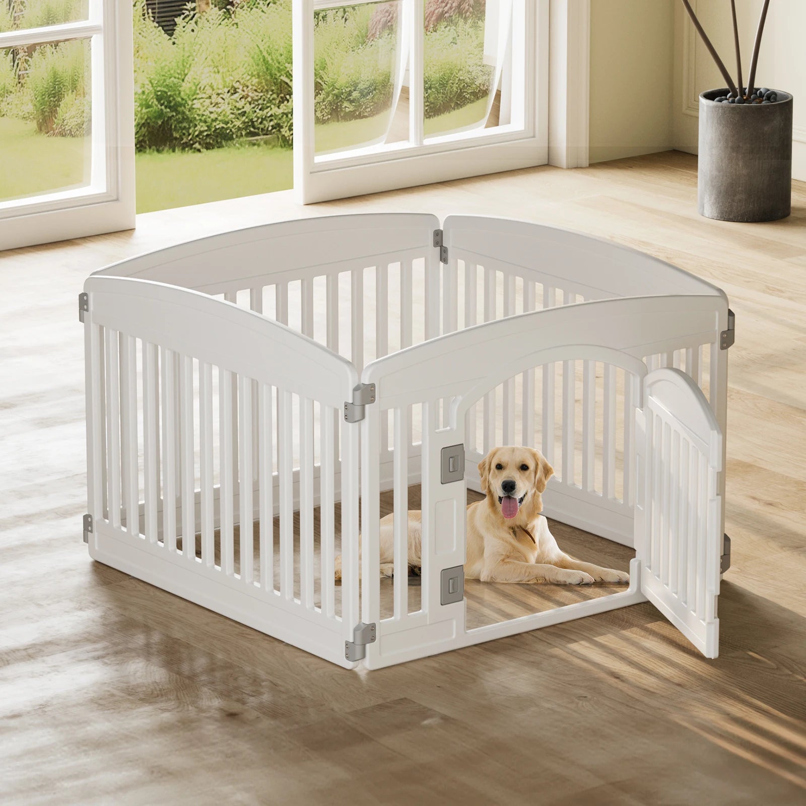 JHK Plastic Dog Playpen 4Panel  Durable Pet Fence