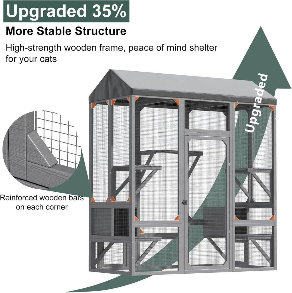 72" Large Catio Outdoor Cat Enclosure, Walk-in Cat Cage