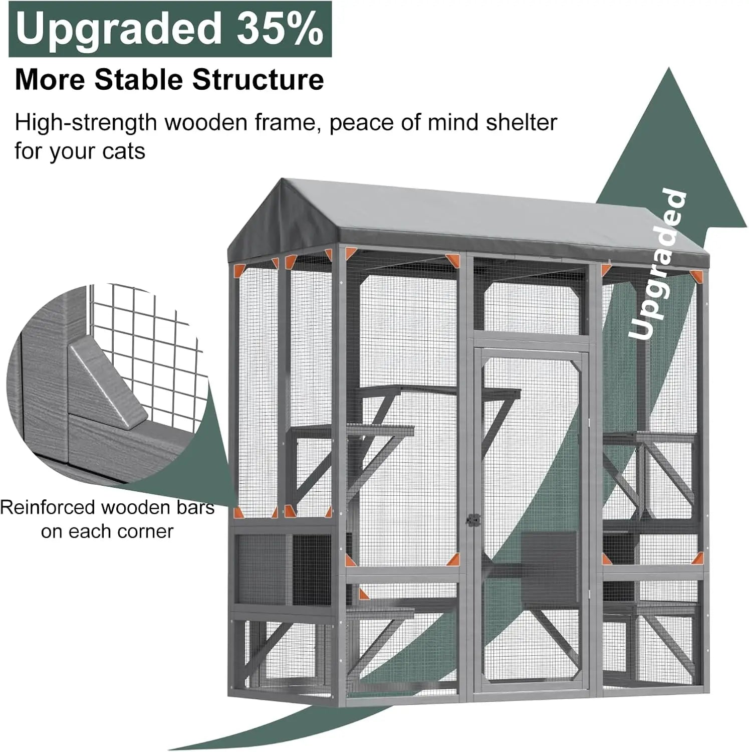 72" Large Catio Outdoor Cat Enclosure, Walk-in Cat Cage