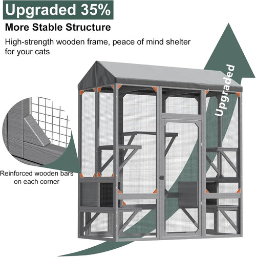 72" Large Catio Outdoor Cat Enclosure, Walk-in Cat Cage