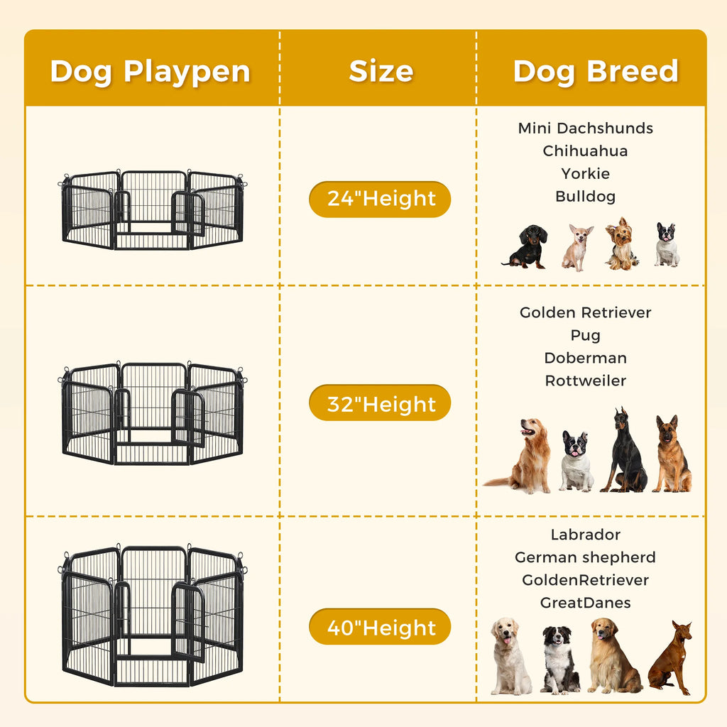 Dog Playpen with Door, Metal Pet Fence, Heavy Duty