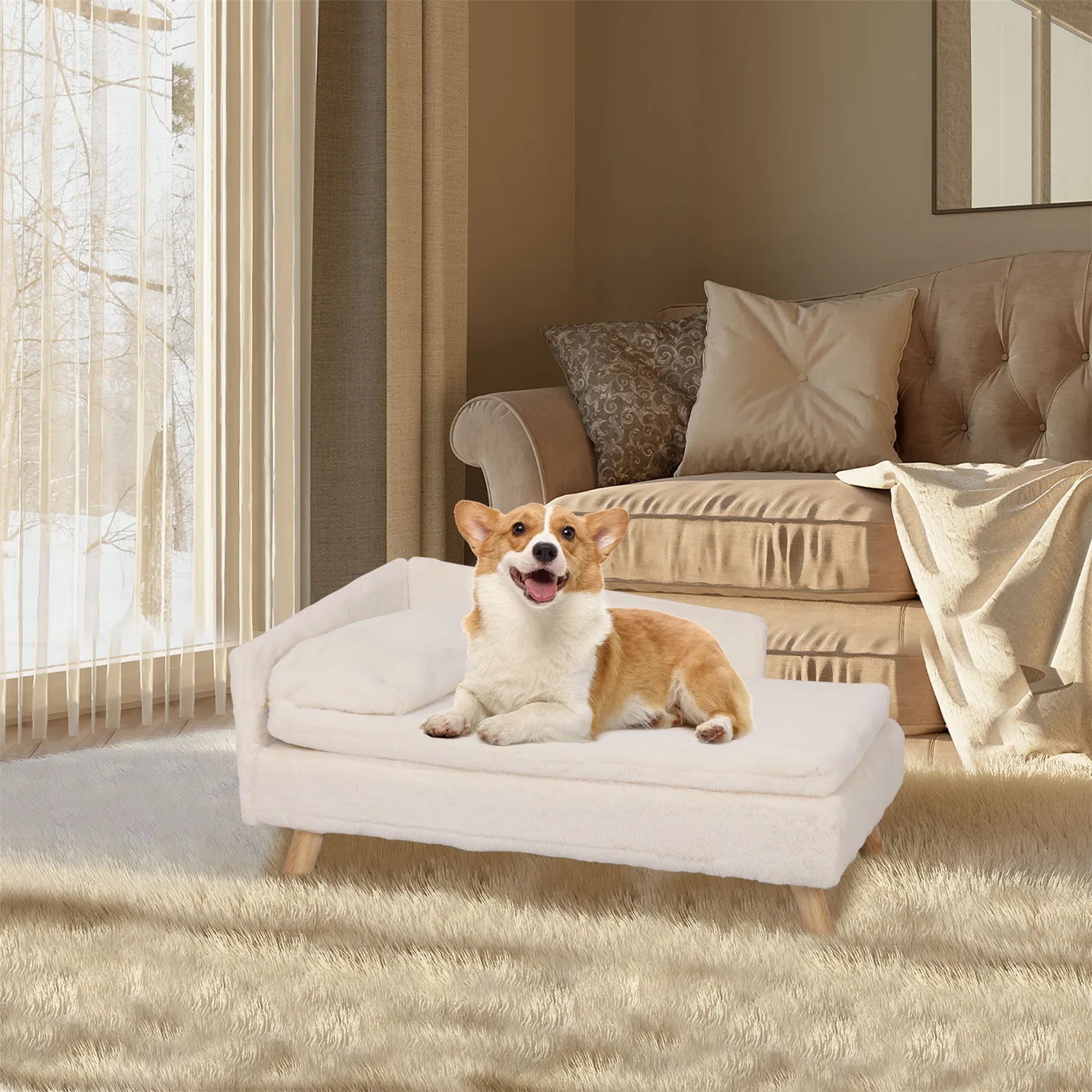 Nordic Elevated Pet Stool Bed, with Cozy Pad Waterproof Bed