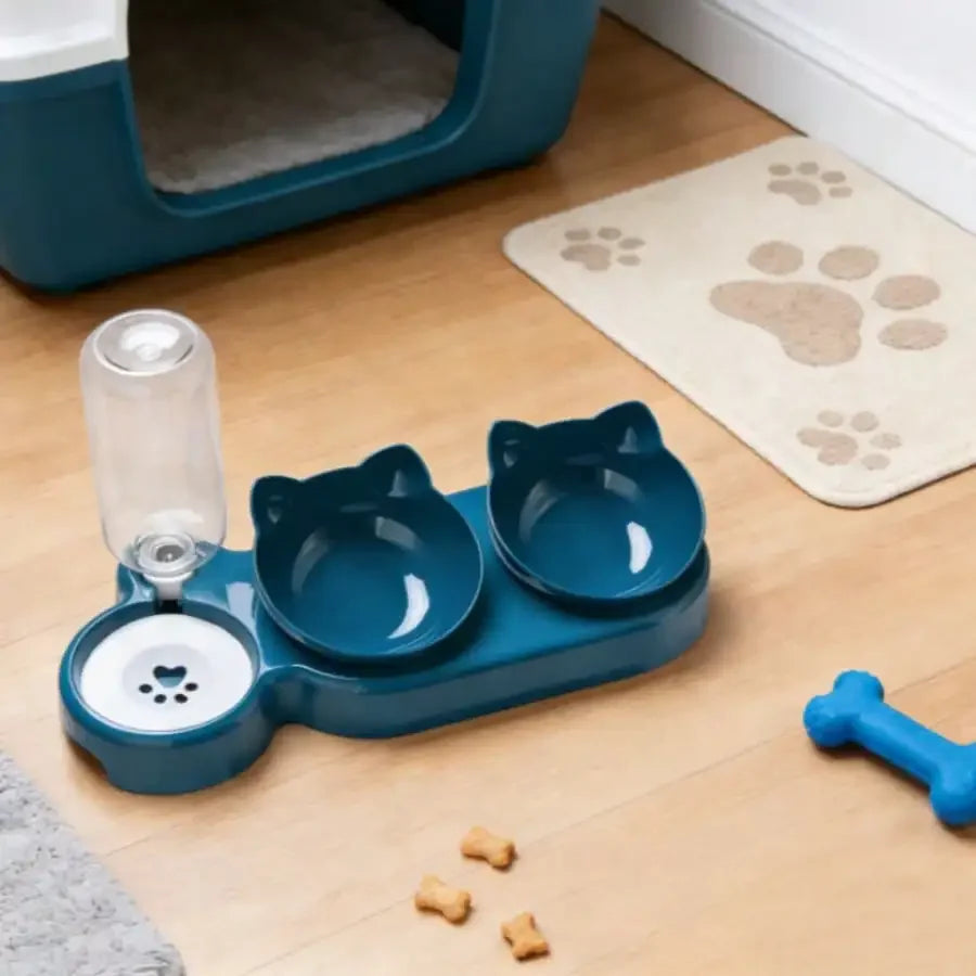 Plastic Triple Cat Bowls For Food And Water