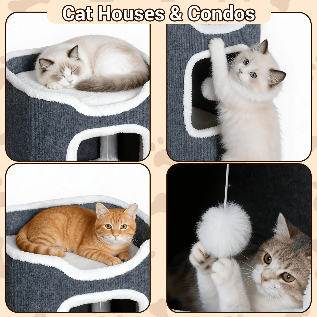 RAYBEE Multi-Level Foldable Cat Tree Tower
