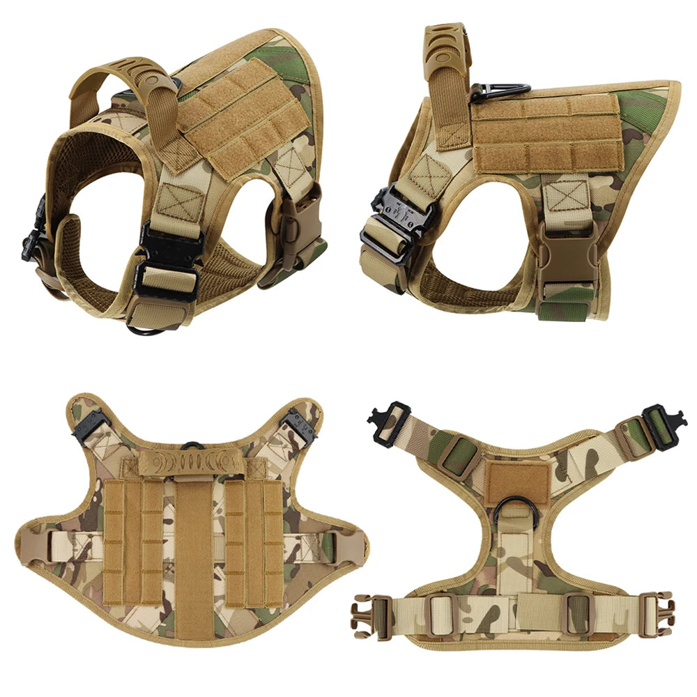 Military Large Dog Harness/Collar with Leash Bags and Training Vest