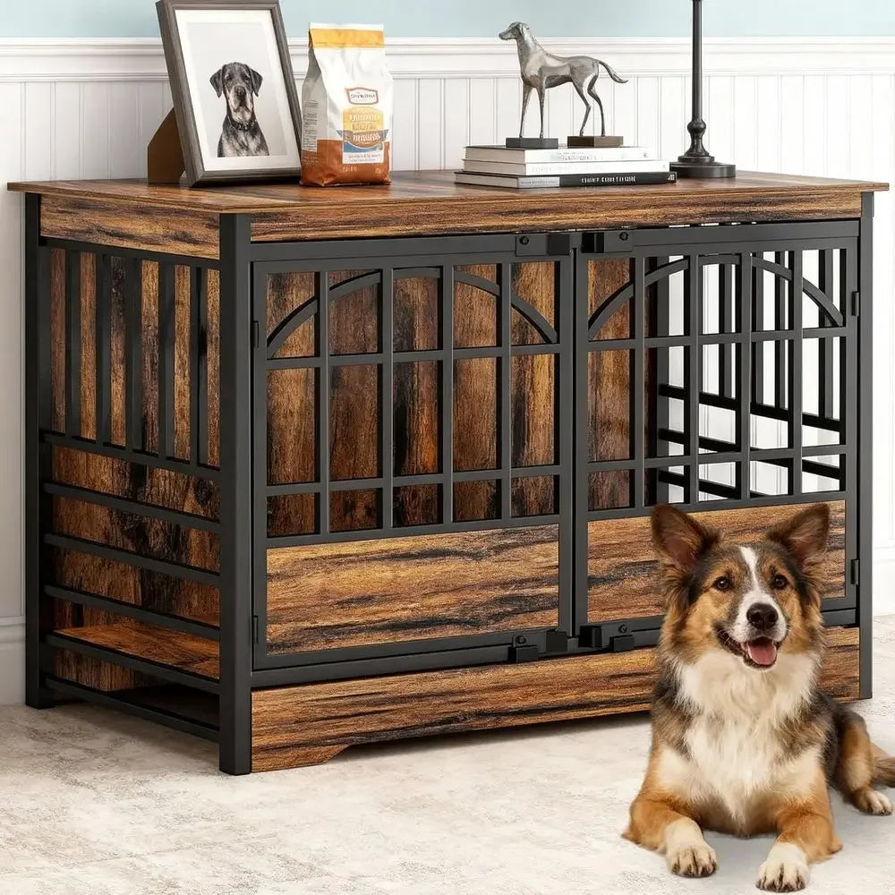 52 Heavy Duty  Extra Large Dog Crate, Cognac Brown