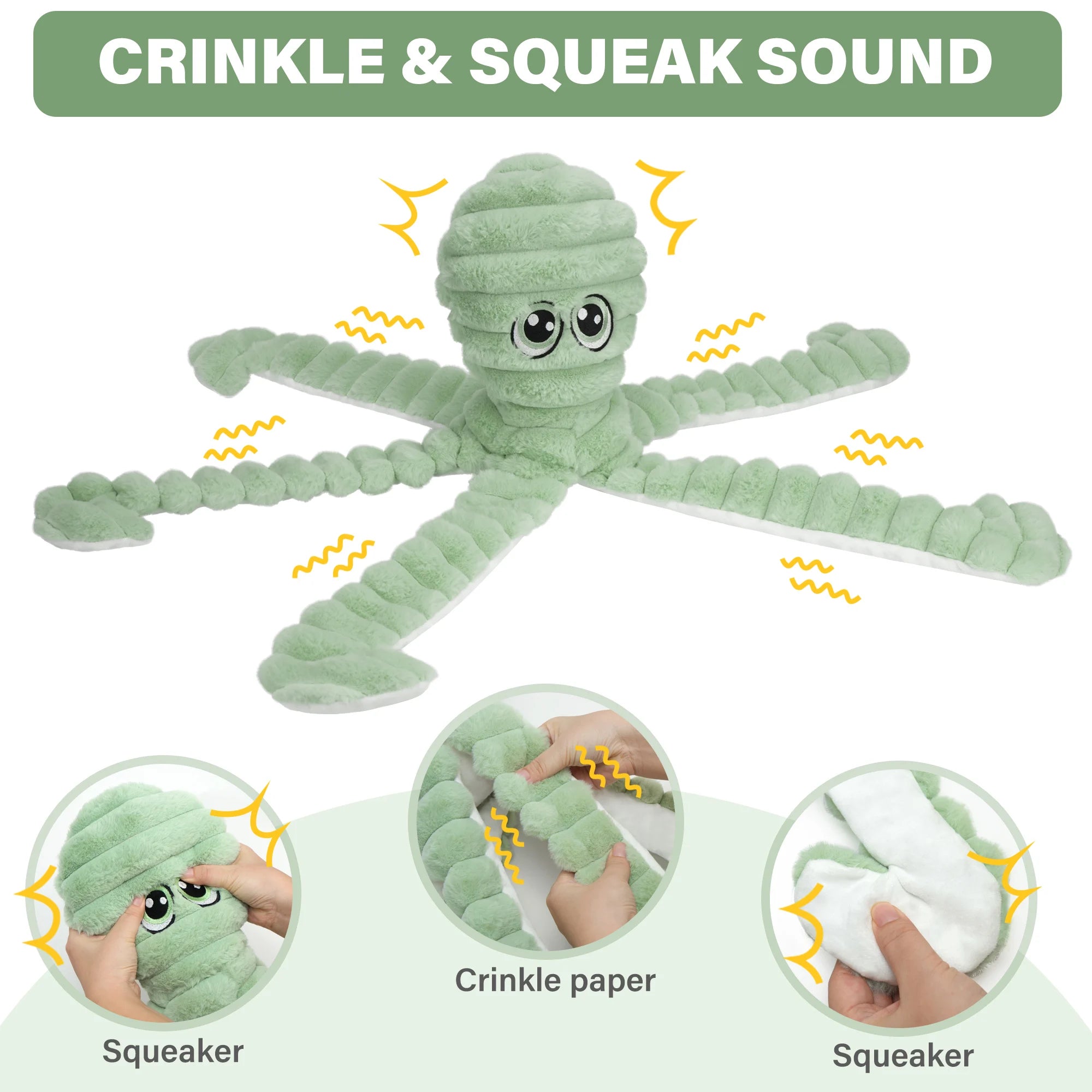 Octopus Design Pet Grinding Teeth Squeaky Plush Toy,